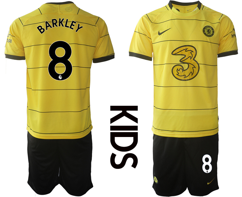 Youth 2021-2022 Club Chelsea away yellow #8 Soccer Jersey
